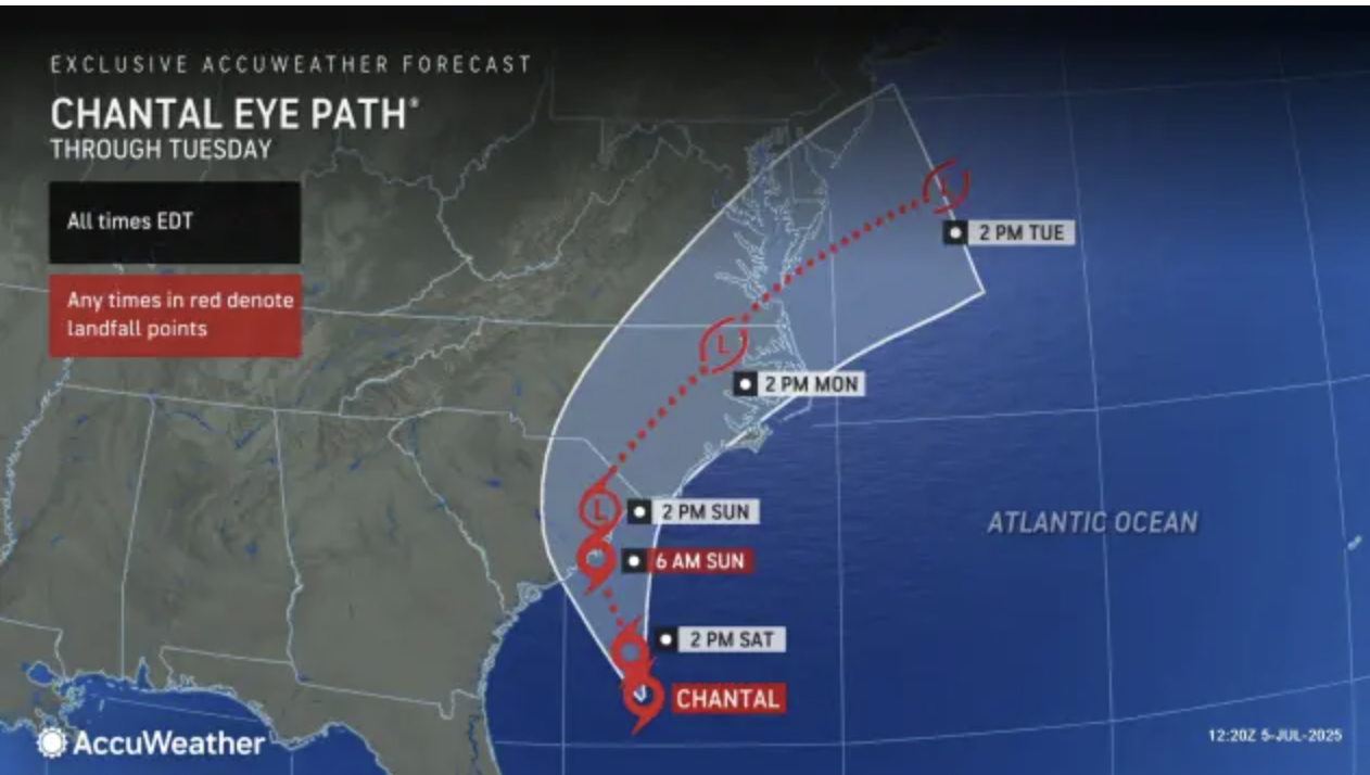 Tropical Storm Chantal forms in the Atlantic